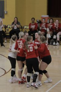 Trimble comes together to celebrate a point