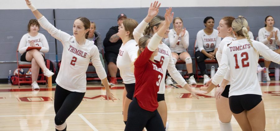 Trimble celebrates a point