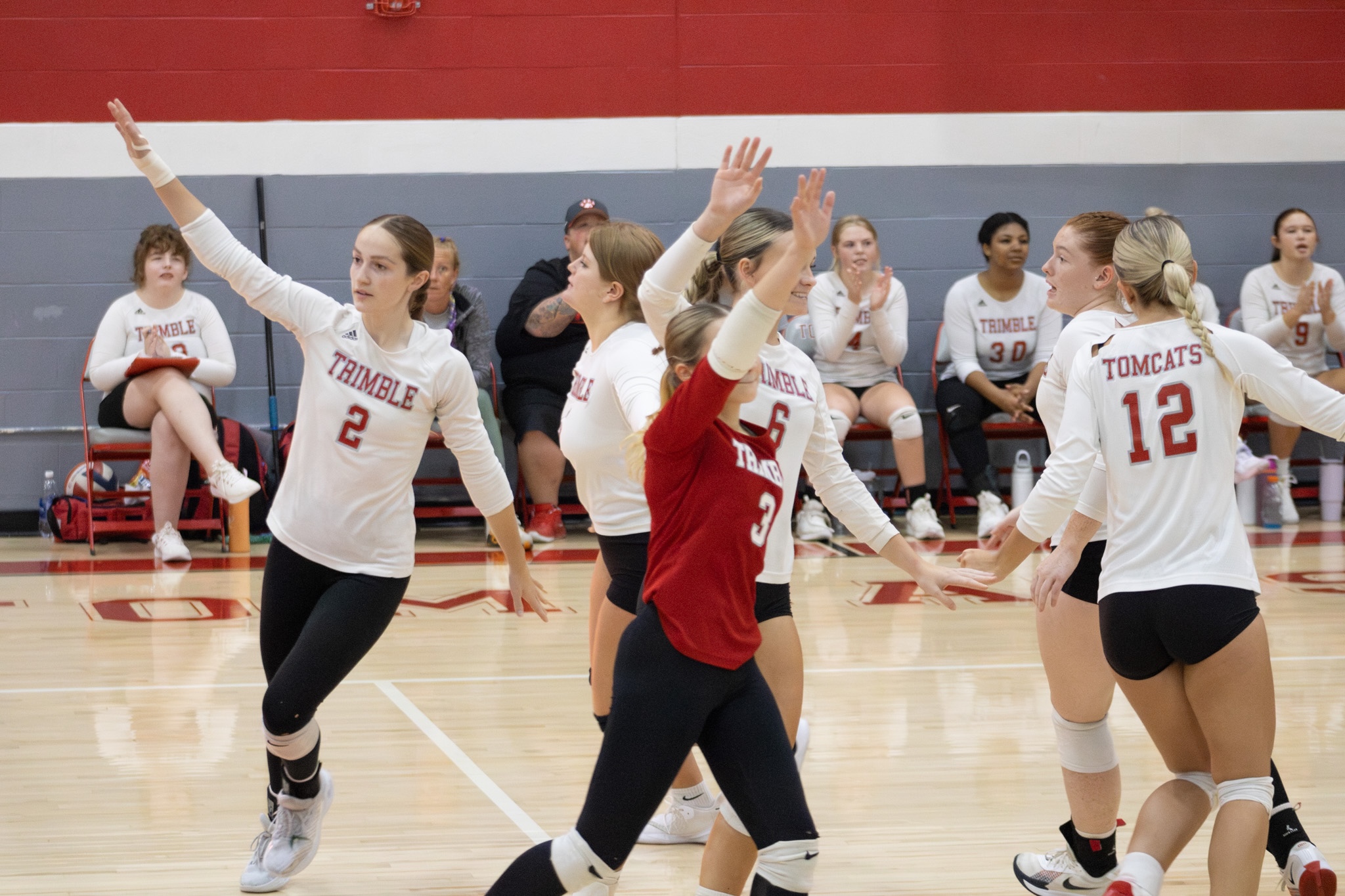 Trimble celebrates a point