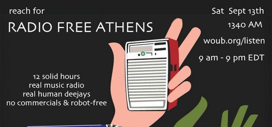 An image with information about the lineup for Radio Free Athens.