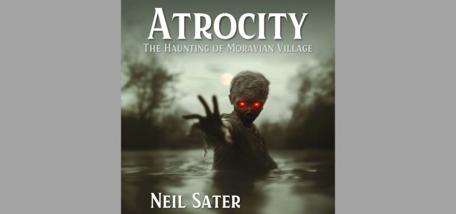 The cover artwork for the book "Atrocity"