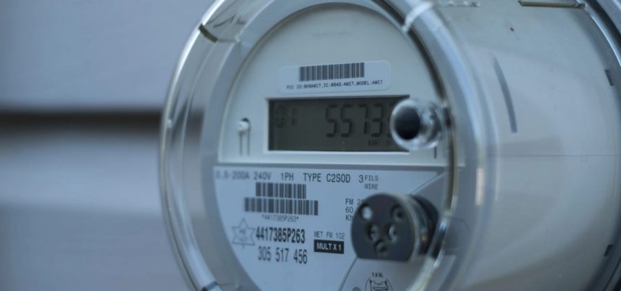 An electric meter on the wall