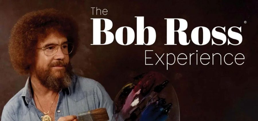 A young Bob Ross pictured holding his paint palette. The program title is displayed.