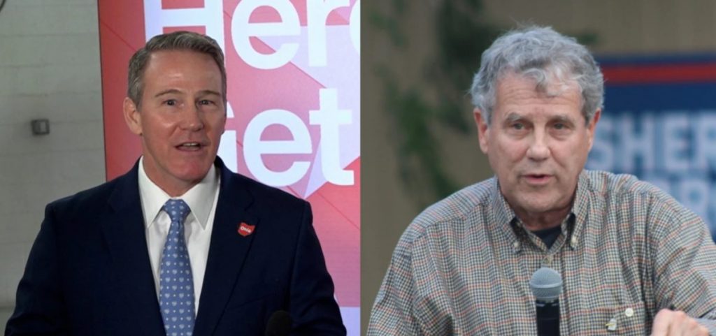 U.S. Sen. Jon Husted in January 2025, and Democratic former U.S. Sen. Sherrod Brown in October 2024