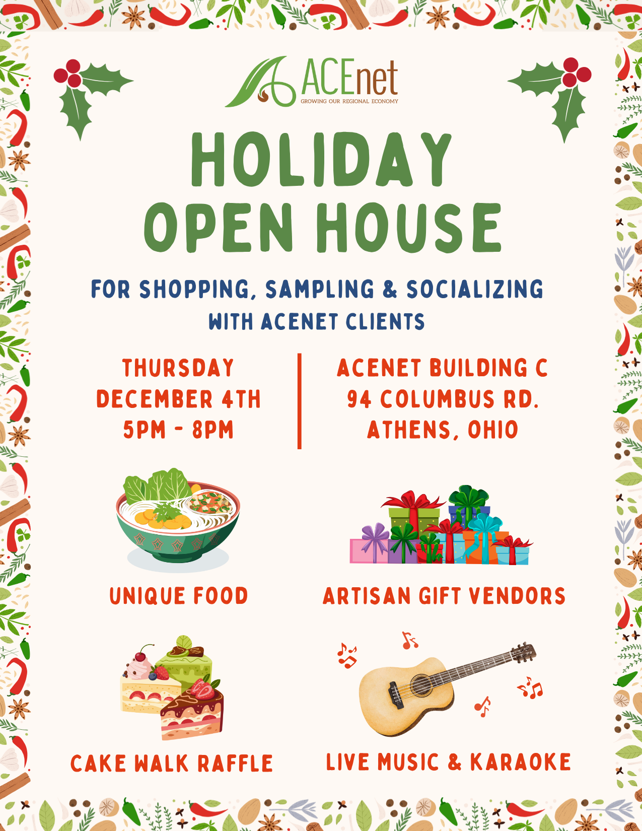 A flyer with information about an upcoming ACEnet event.