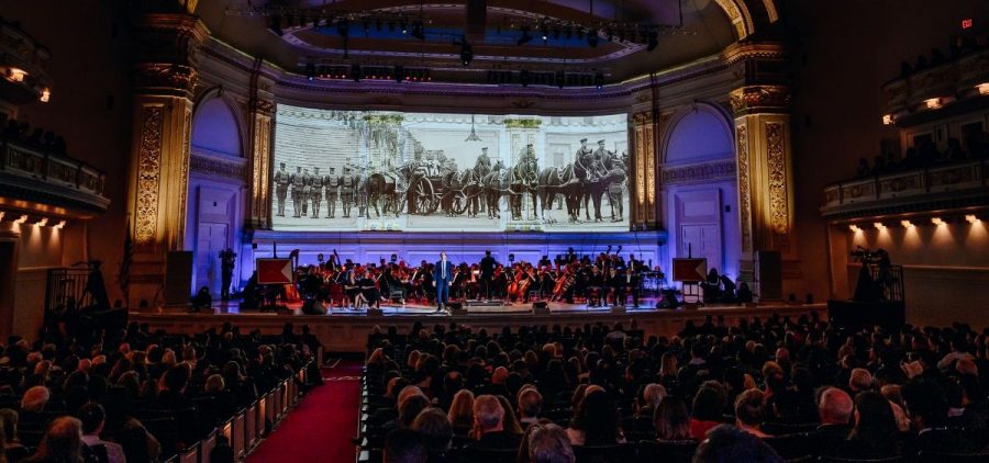 Performers on stage at Carnegie Hall.