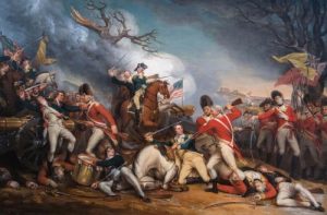 A painting portraying The Death of General Mercer.