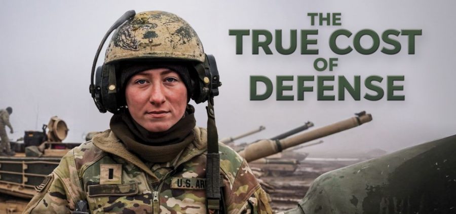A female soldier is pictured in full gear. Program title is in the upper right corner