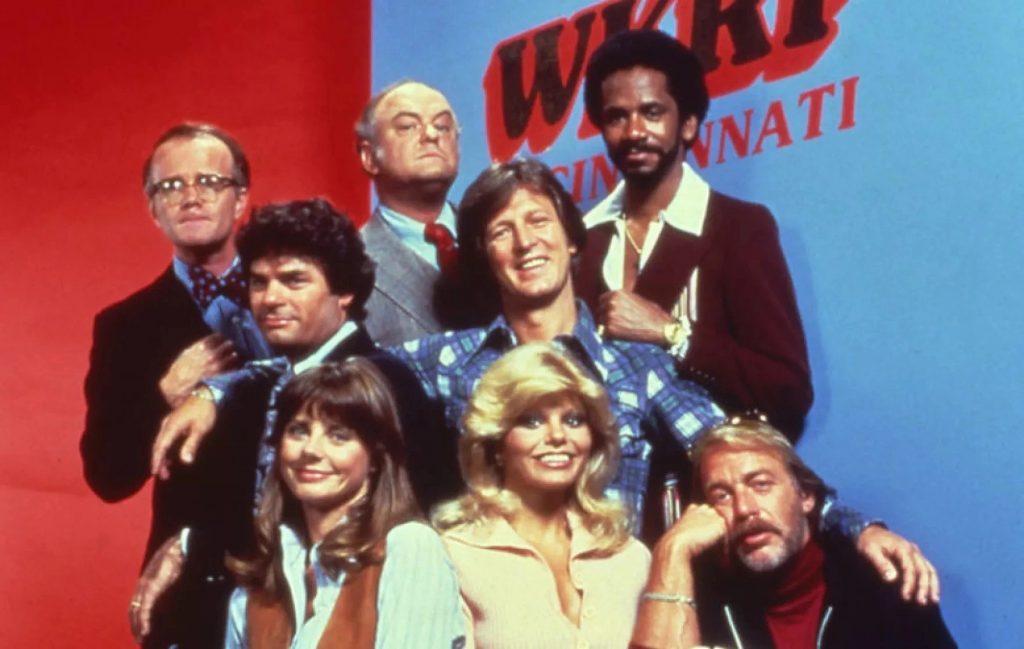 The cast of WKRP in Cincinnati pose for a promotional photo.