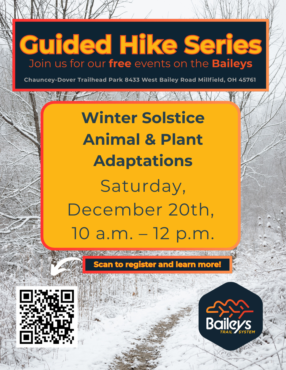 An image with information about an upcoming guided hike series.