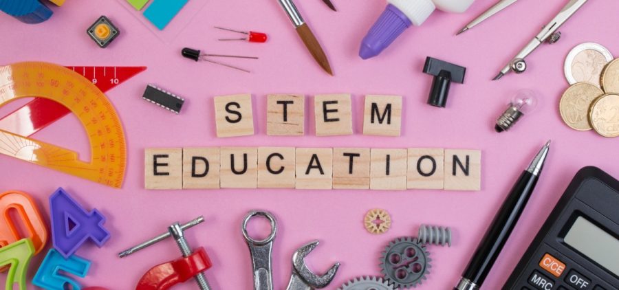 An image of Scrabble blocks spelling out "STEM Education."