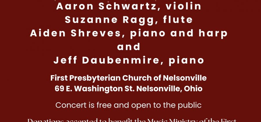 An image of information about an upcoming holiday music concert.
