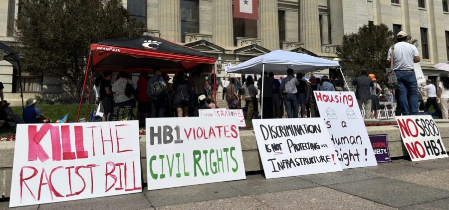 A demonstration at the Statehouse against House Bill 1 and Senate Bill 88 in June 2025.