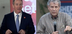 U.S. senator from Ohio Jon Husted (left) and former Ohio senator Sherrod Brown.