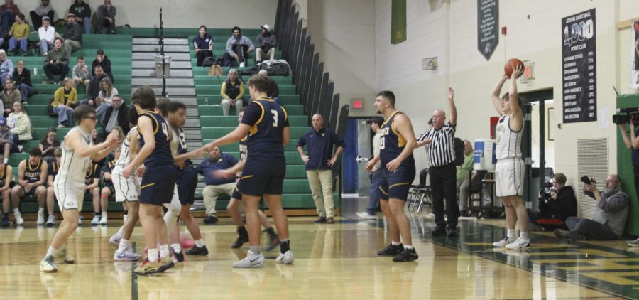 Athens' basketball players inbound the ball against the Wellston Golden Rockets.