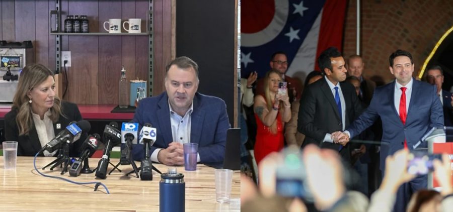 Democratic candidates for governor and lieutenant governor Amy Acton and David Pepper appear at a Columbus restaurant and Republican candidates for governor and lieutenant governor Vivek Ramaswamy and Rob McColley share a stage at an event in Cleveland.