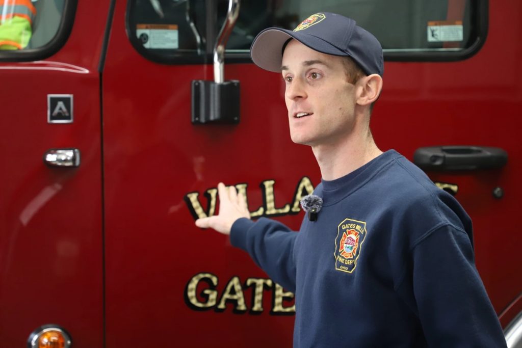 Gates Mills Fire Captain Mike Feig shows off the department’s newest fire engine