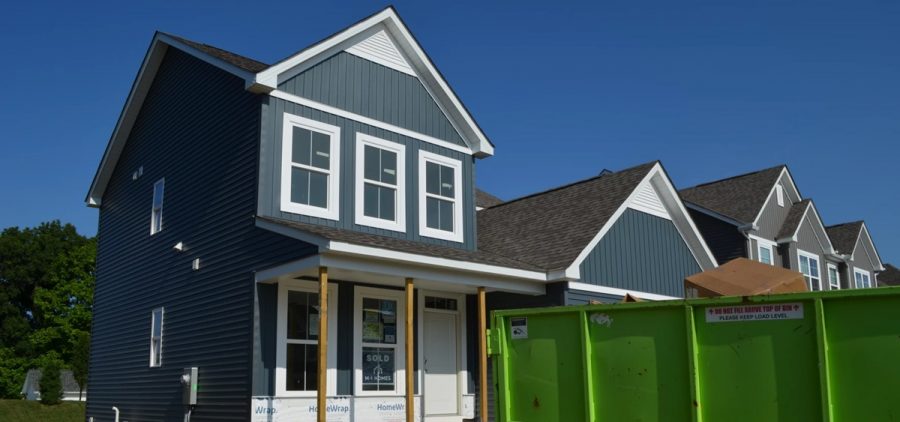 A house under construction sits on a lot east of Columbus, Ohio.