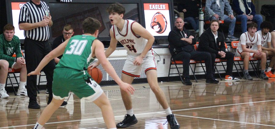 Belpre player looks to get around the Waterford defender.