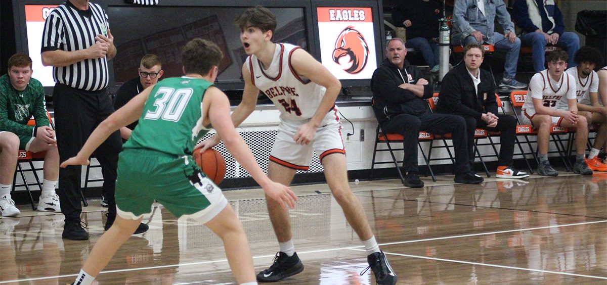Belpre player looks to get around the Waterford defender.