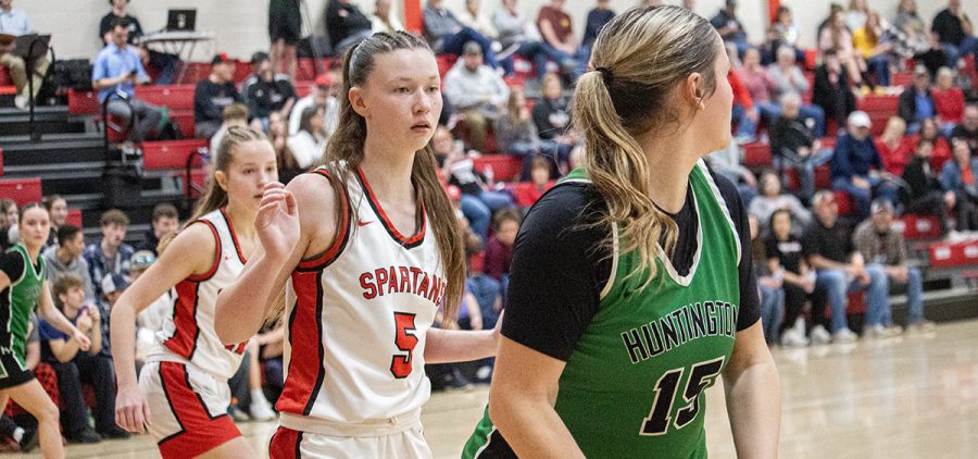 Alexander's Lily Ryder looks to tip the ball on a pass to get a steal against Huntington.
