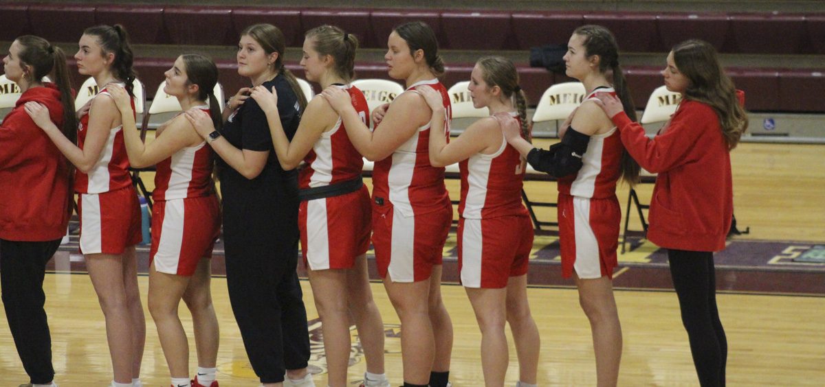 Jackson Ironladies line up before their matchup against the Meigs Lady Marauders.