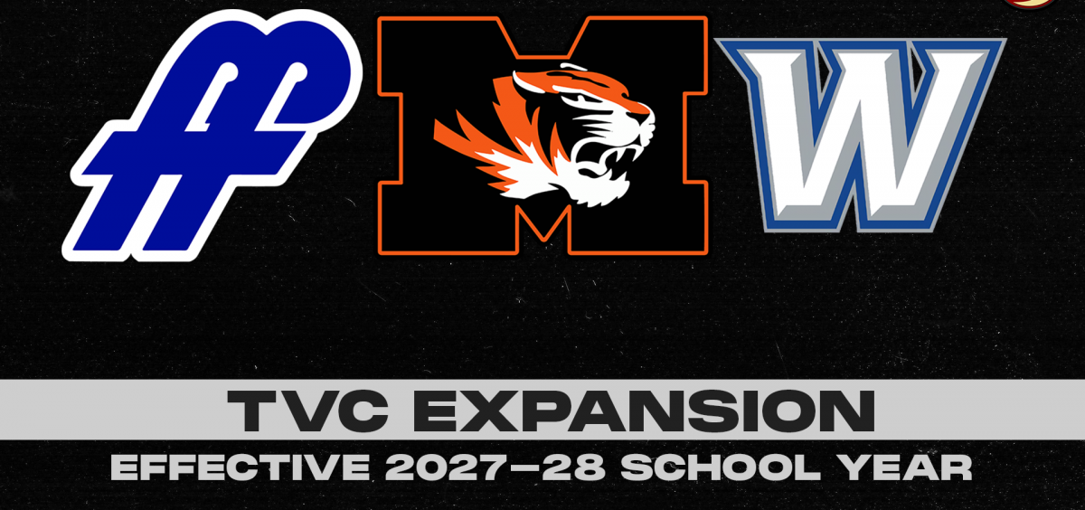 Fort Frye, Marietta, and Warren High School's logos over a graphic that reads "TVC EXPANSION, EFFECTIVE 2027-28 SCHOOL YEAR"