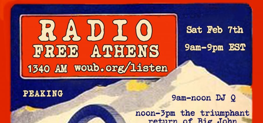 Image with the lineup of Radio Free Athens volunteers for Saturday, February 7.