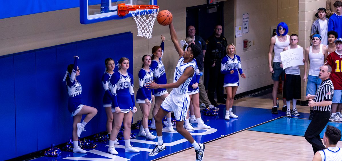 The Gallia Academy player goes up for a layup against the Vinton County Vikings.