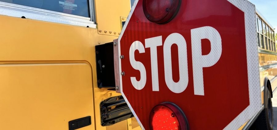 A stop sign on a Columbus City Schools bus