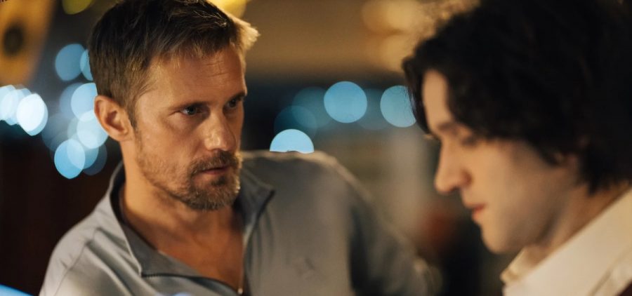Alexander Skarsgård and Harry Melling star in "Pillion."