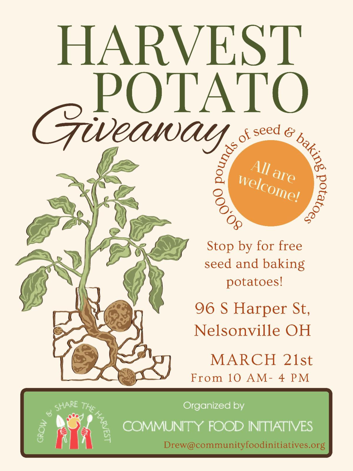 An image advertising the Harvest Potato Giveaway.
