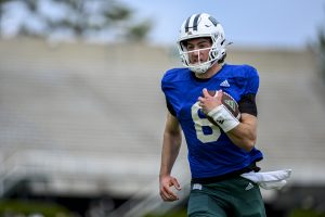 Nick Poulos running with the football at Ohio Football spring game