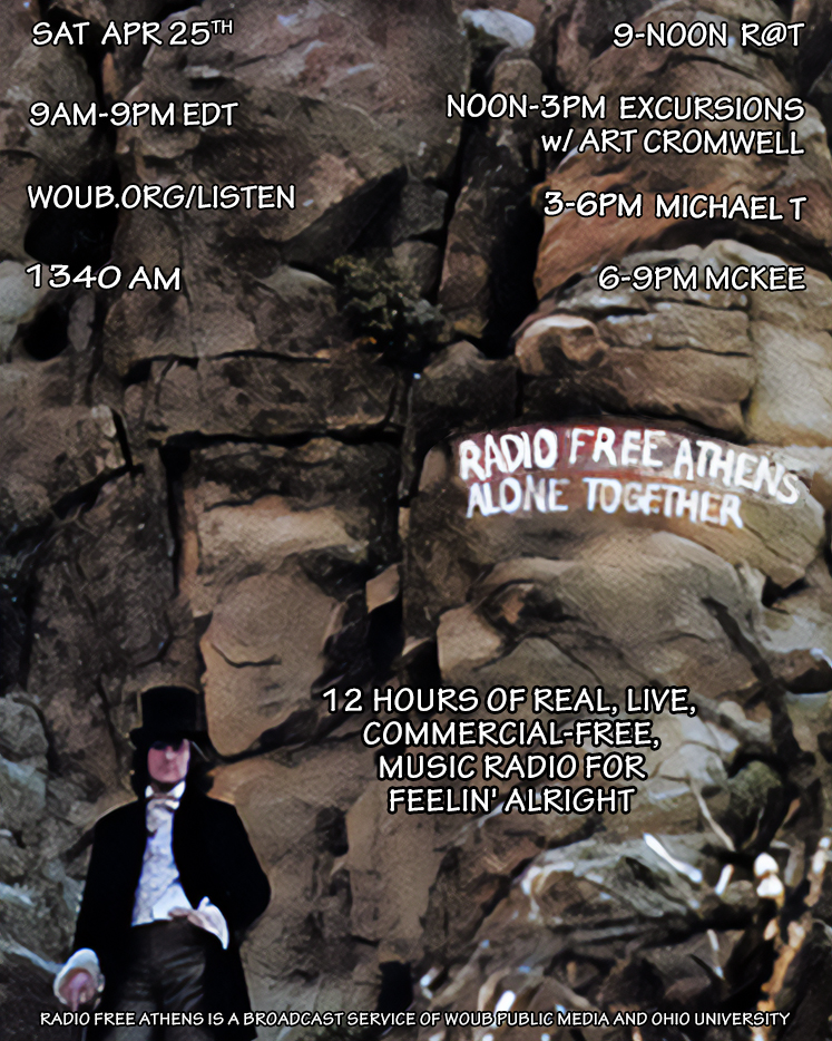 An image with information about this weekend's lineup for Radio Free Athens.