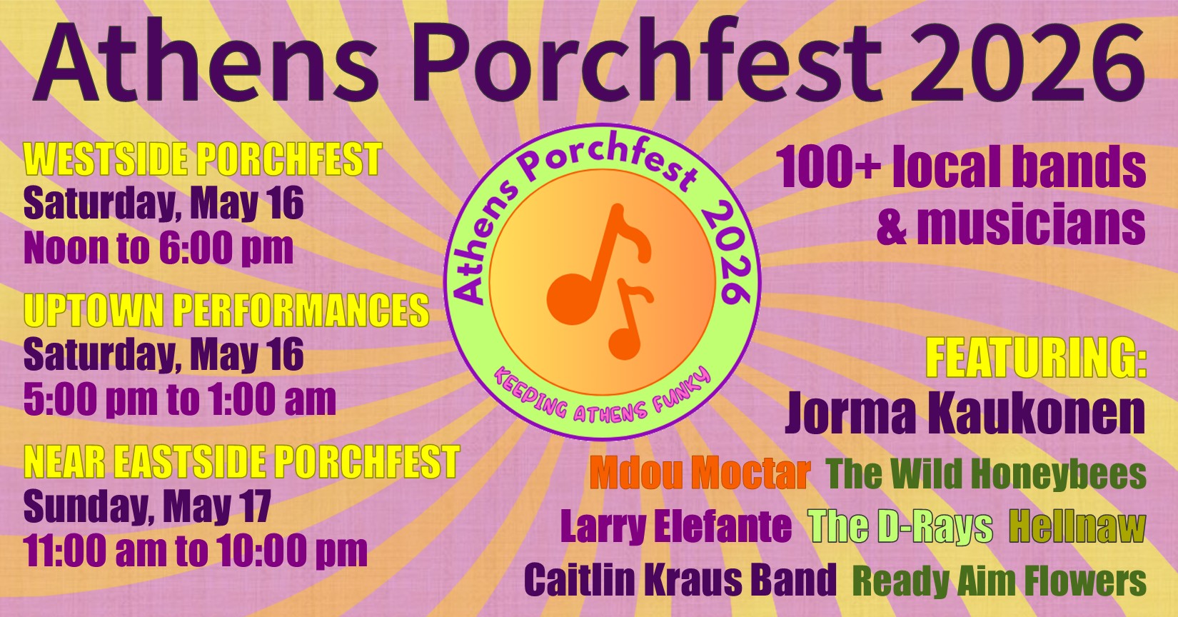 An image with information about Porchfest 2026.