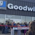 People gathered Thursday at the ribbon cutting ceremony for the new Goodwill store in Athens.