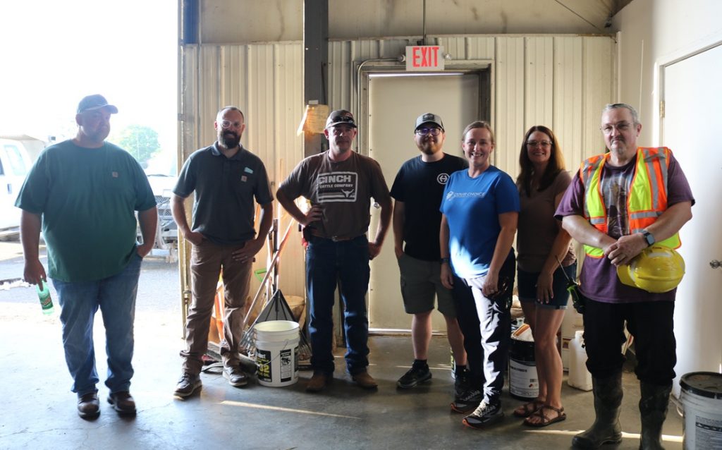 The Scioto Township zoning commission stands in the township garage.