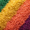 Different colors of plastic pellets.