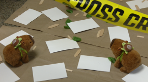 Robot capybaras on a table at Camp Invention.