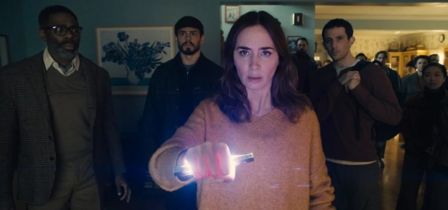 Emily Blunt stars as a TV meteorologist who discovers she can read minds in Disclosure Day. Niko Tavernise/Universal Pictures