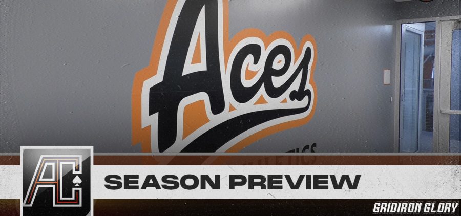 The Aces' logo inside of their newly constructed field house at Amanda-Clearcreek High School
