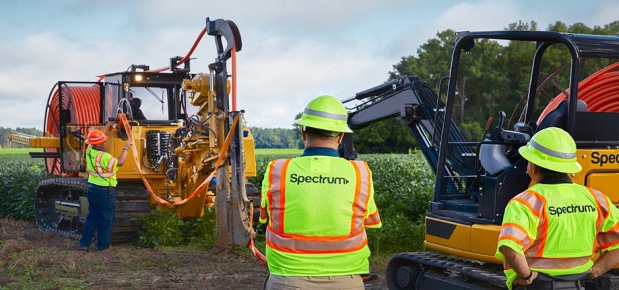 Spectrum workers oversee construction as the company works to expand broadband access in Ohio. [Wes Shirley | Charter Communications]