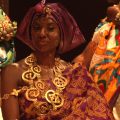 Janelle Coleman is dressed in traditional Ghanian clothing at a ceremony in Columbus.