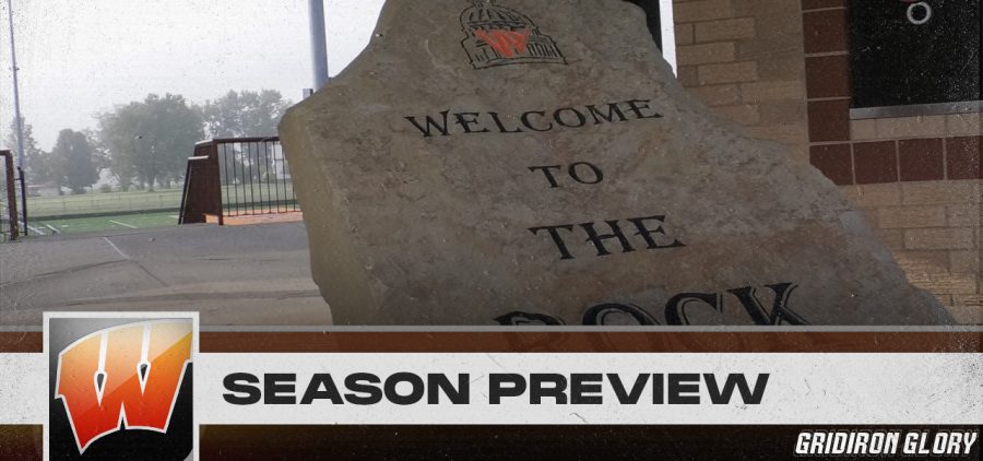 The rock that greets you before watching a football game at Portsmouth West High School