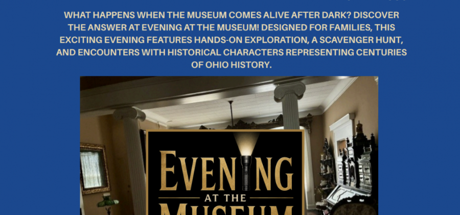 A flyer for an "Evening at the Museum" event.