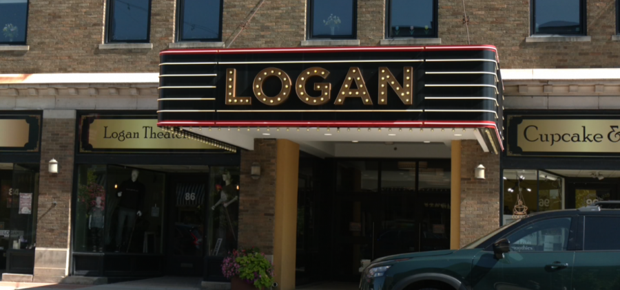 Marquis outside Logan Movie Theater.