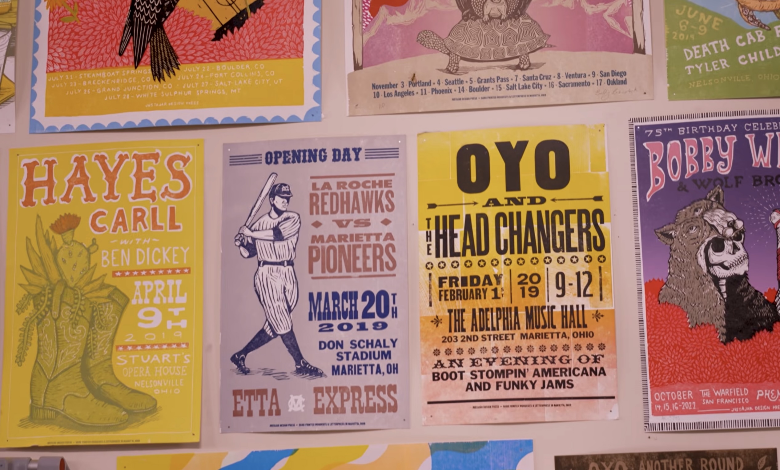 Poster made in the letter printing style hang on the wall.