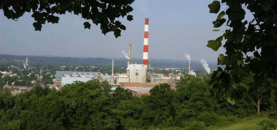 The Chillicothe Paper Mill seen from a far away hill