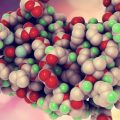 A 3D rendering of a growth hormone