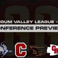 A graphic showing the Muskingum Valley League Small teams for a conference preview